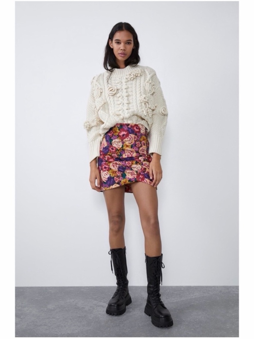Zara FloralMini Skirt in Multicolor